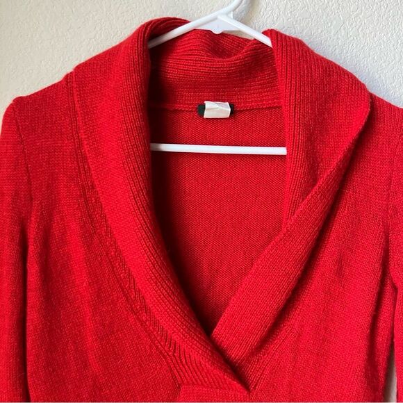J. Crew Red Alpaca Merino Wool Blend Y2K 90s Preppy Deep V Neck Sweater XS - Picture 3 of 6